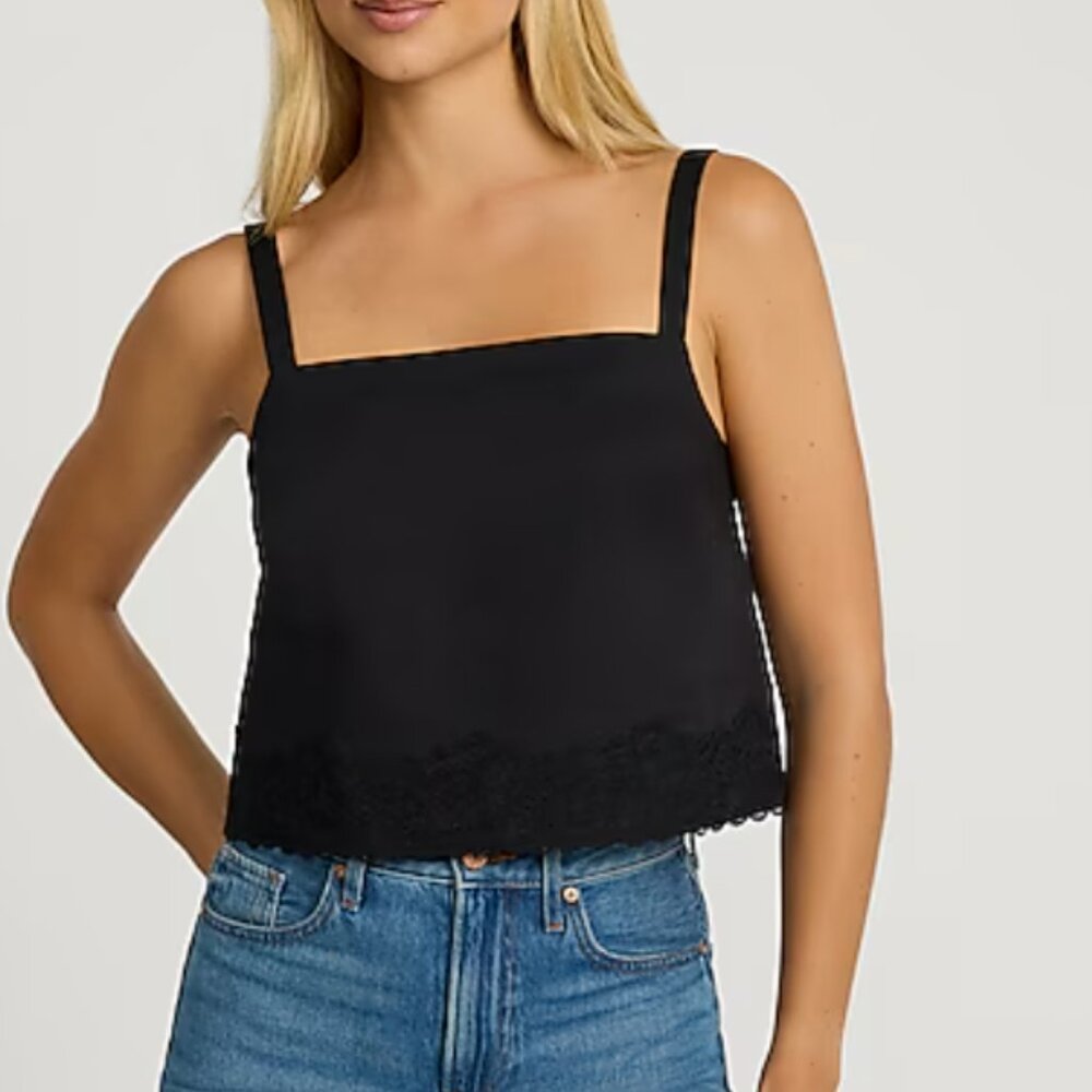 NWT Lace Trim Square Neck Tank Large